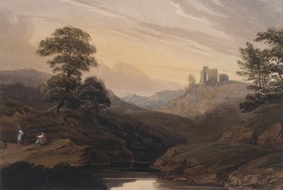 Mountainous Landscape, with Stream and Ruin by T. Bacon